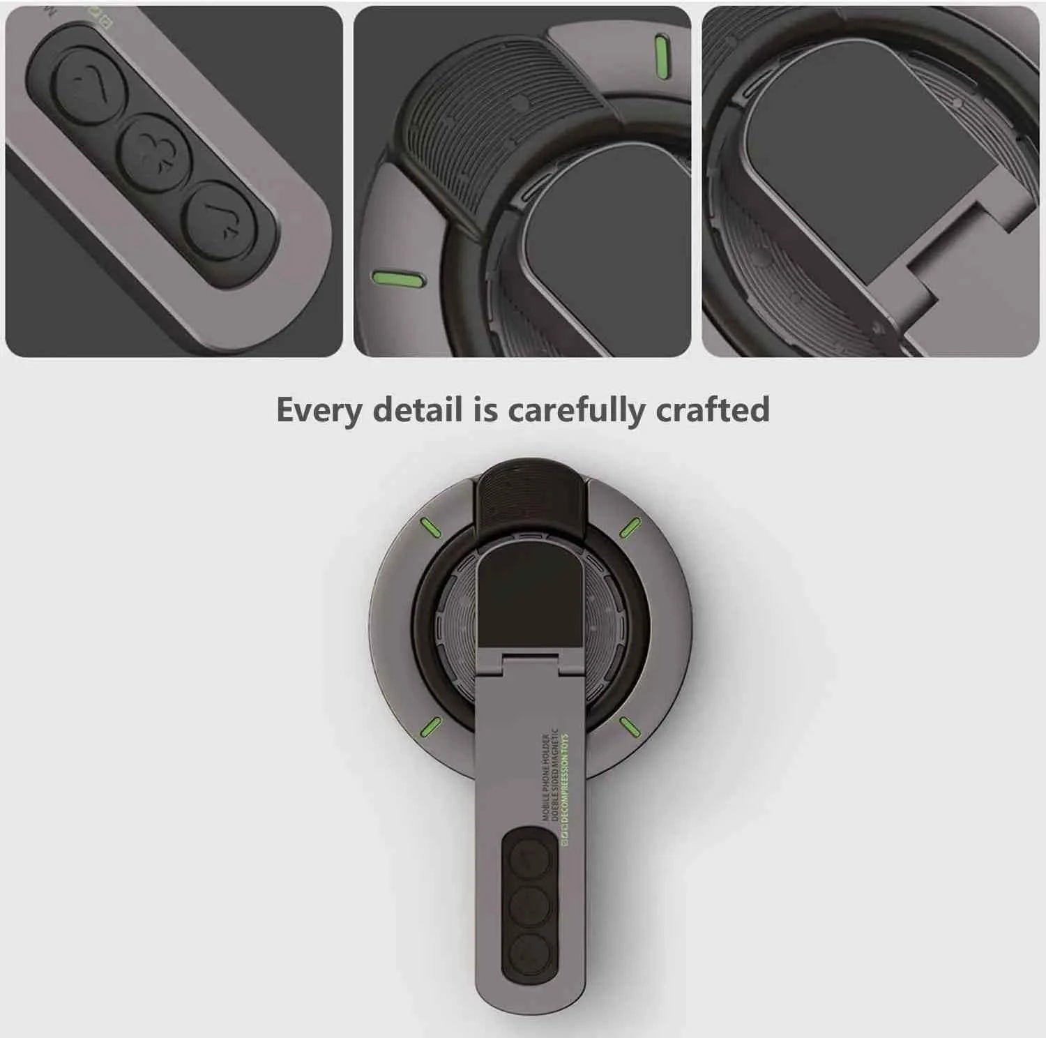 MagSafe Grip Stand 3-in-1 Magnetic Ring Holder & Double-Sided Phone Stand for iPhone 17/16/15/14/13/12 and Android with MagSafe Cases