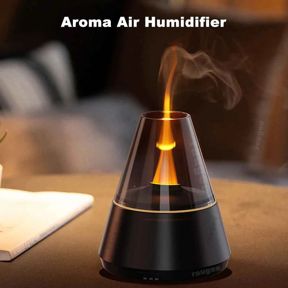 Air Humidifier Aroma Essential Oil Diffuser with Colorful Flame Night Light, USB Mini Fragrance Humidifier for Home and Room