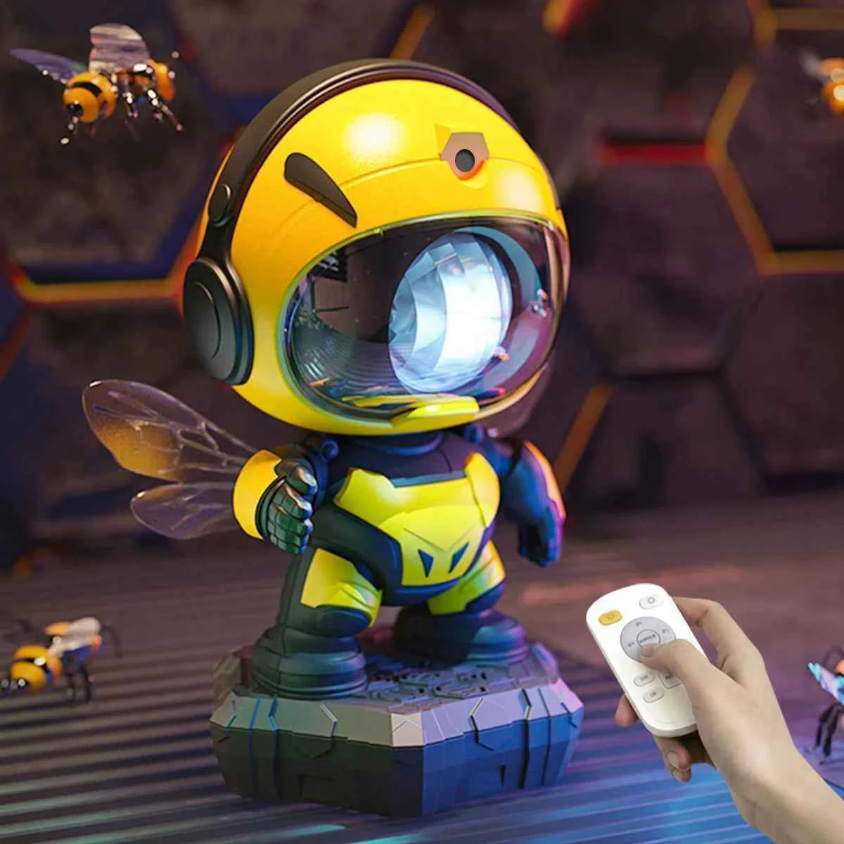 Astronaut Bee Galaxy Projector | Northern Lights & Nebula Effects Night Light with Remote & Timer