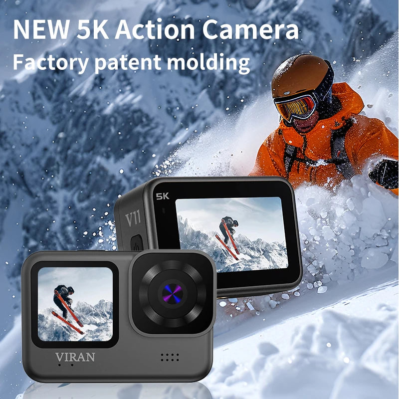 VIRAN Action Camera 5K & 4K60FPS WiFi Sports Cam with Anti-Shake, Waterproof Body, Remote Control, Dual Screen, Pro Drive Recorder