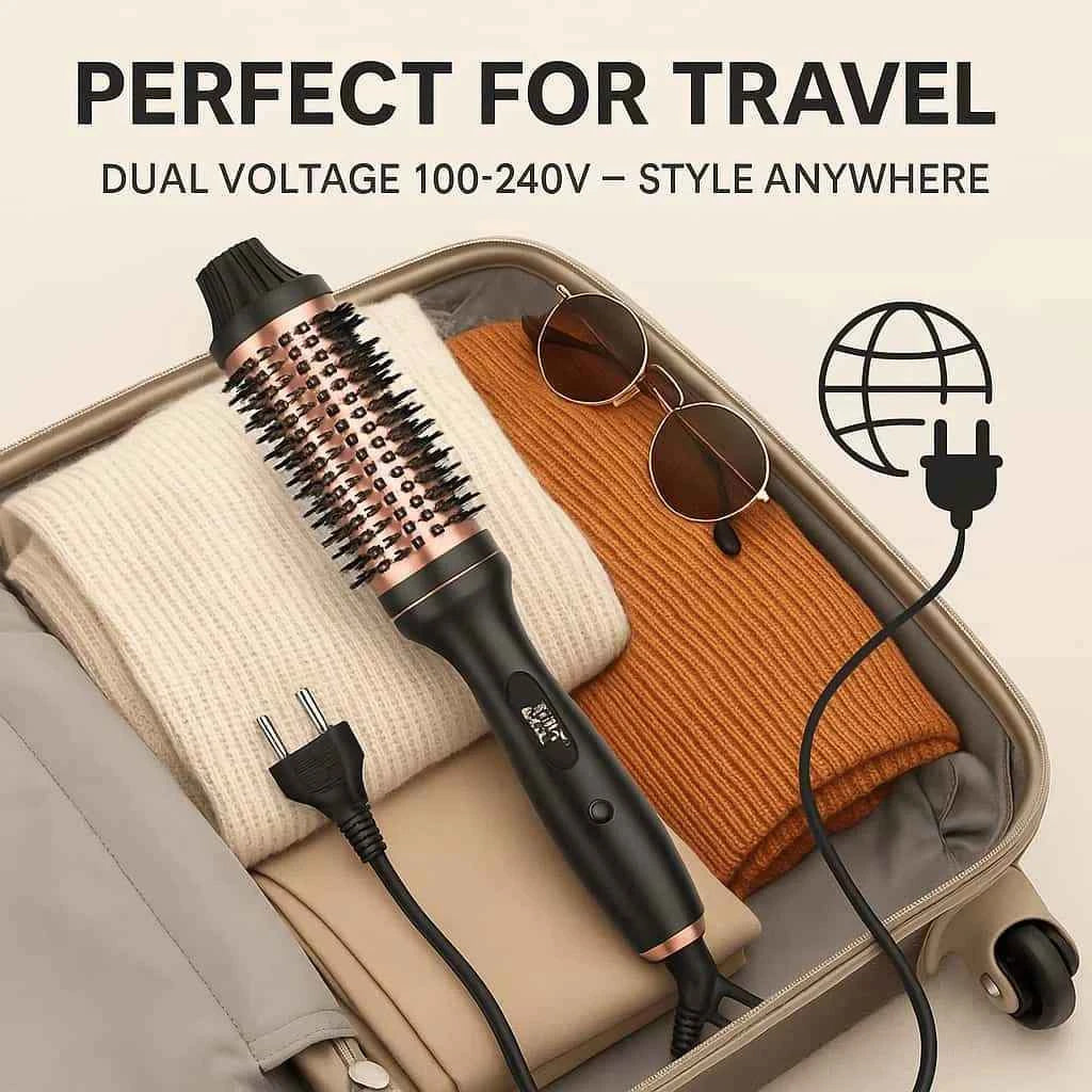 Professional Thermal Hair Brush 3 in 1: Curls, Straightens and Volumizes with Negative Ion Technology