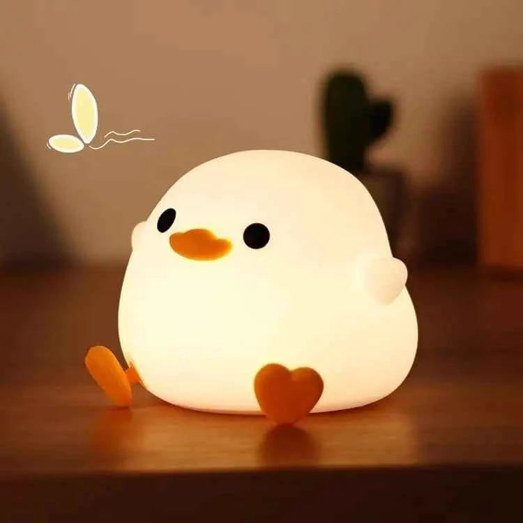 Doudou Duck Cute Night Light with Touch Control, Rechargeable Lamp for Bedroom and Living Room