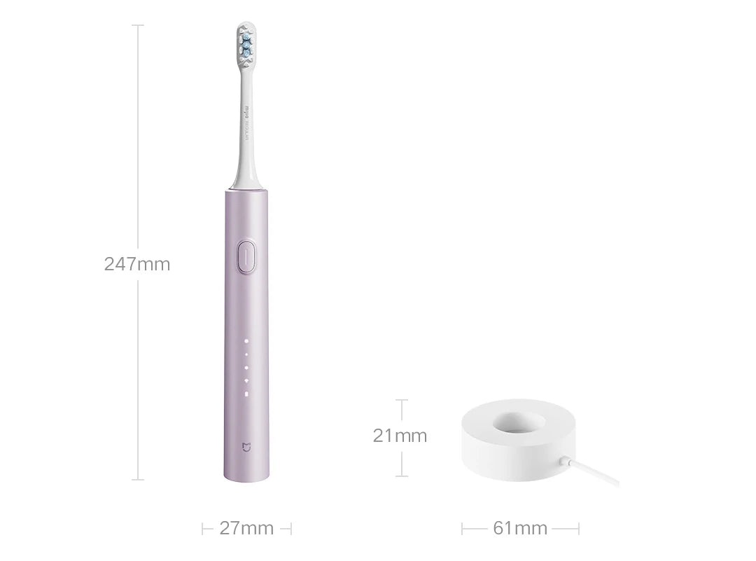 Xiaomi MIJIA T302 Sonic Electric Toothbrush, 4 Brush Heads, IPX8 Waterproof, 360° Wireless Charging, 4 Cleaning Modes, 3 Colors Available