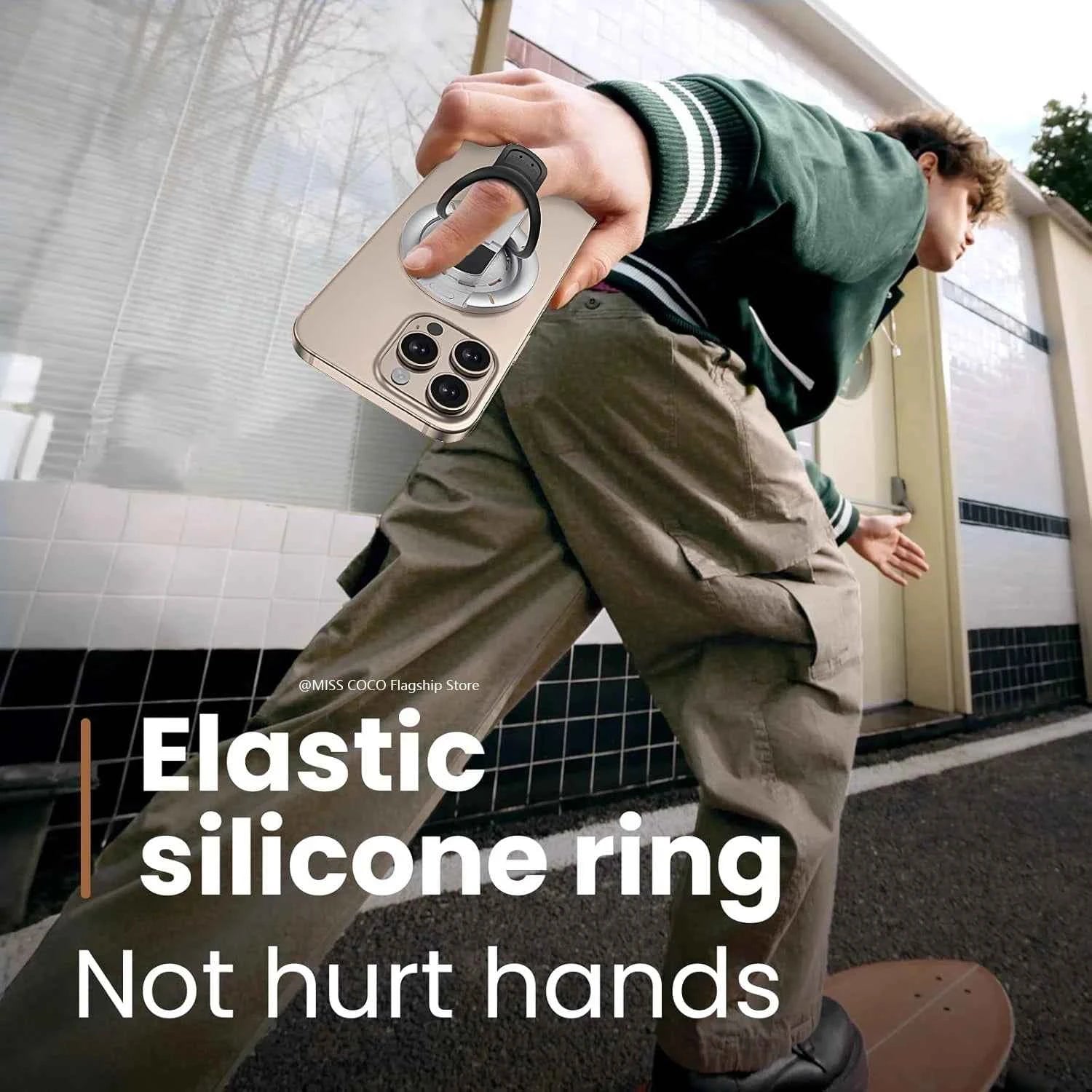 MagSafe Grip Stand 3-in-1 Magnetic Ring Holder & Double-Sided Phone Stand for iPhone 17/16/15/14/13/12 and Android with MagSafe Cases