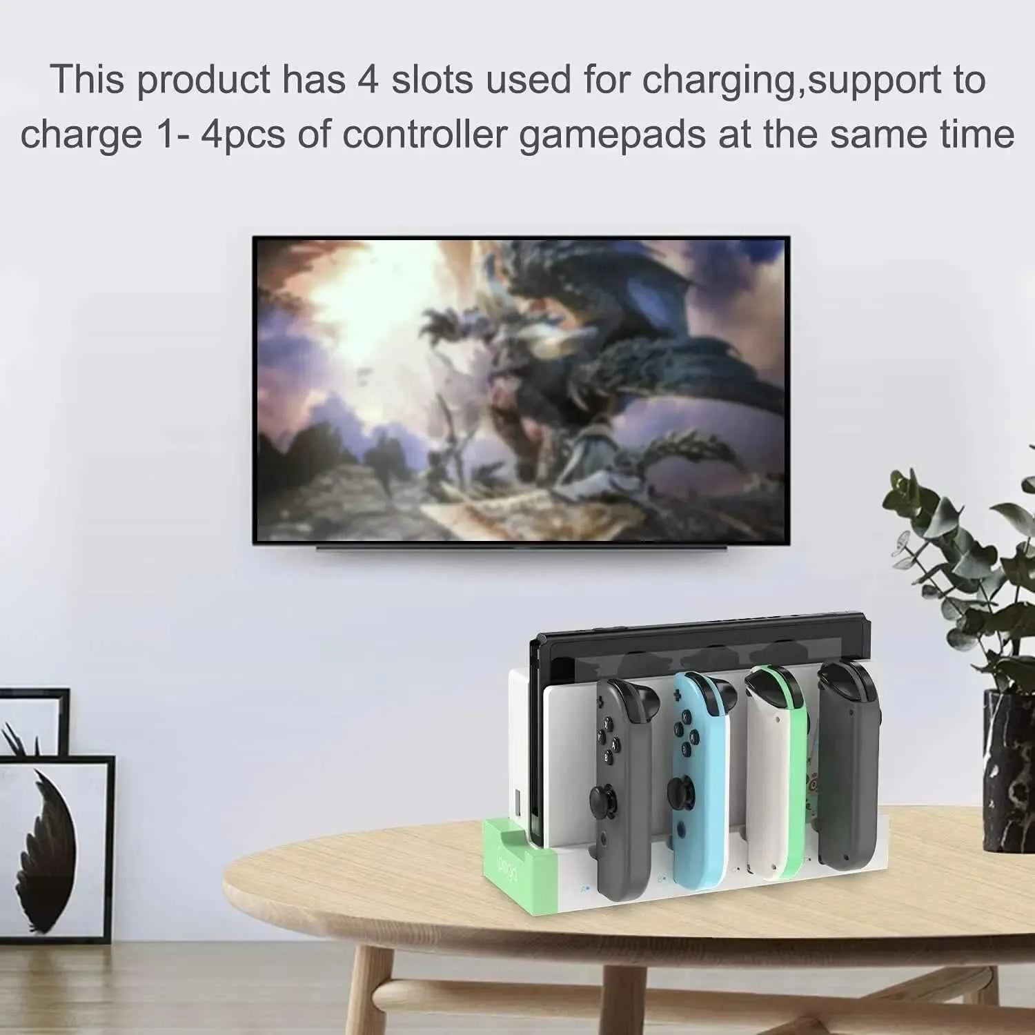 IPEGA Joycon Charger PG-9186 Dock Station for Nintendo Switch & OLED | Charges 4 Controllers Simultaneously | Compact & LED Status Display