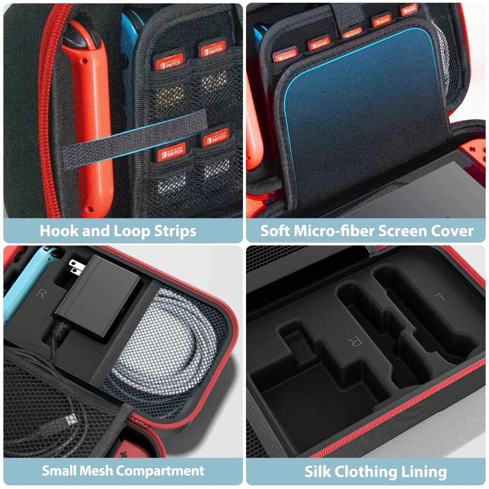 OIVO Switch Case Large Storage Bag for Nintendo Switch & OLED, Waterproof Travel Carrying Case, Anti-Scratch Protective Organizer
#Color=Red with US Plug,Rosso con Spina US