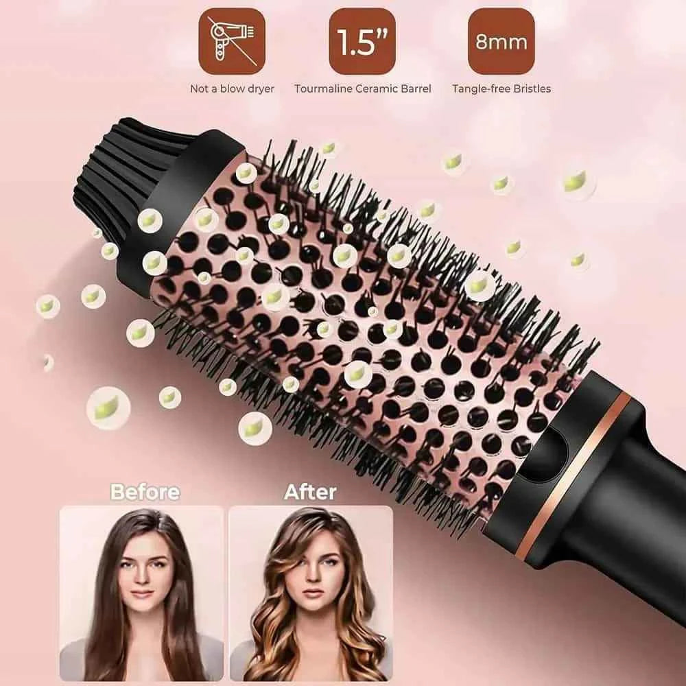 Professional Thermal Hair Brush 3 in 1: Curls, Straightens and Volumizes with Negative Ion Technology