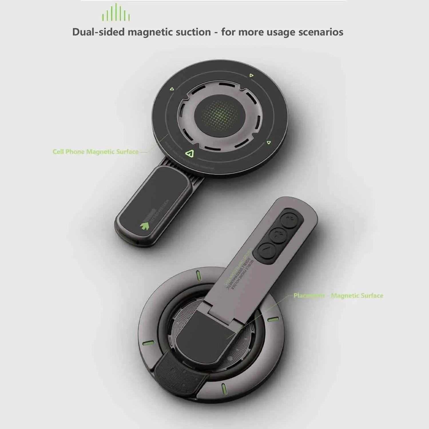 MagSafe Grip Stand 3-in-1 Magnetic Ring Holder & Double-Sided Phone Stand for iPhone 17/16/15/14/13/12 and Android with MagSafe Cases