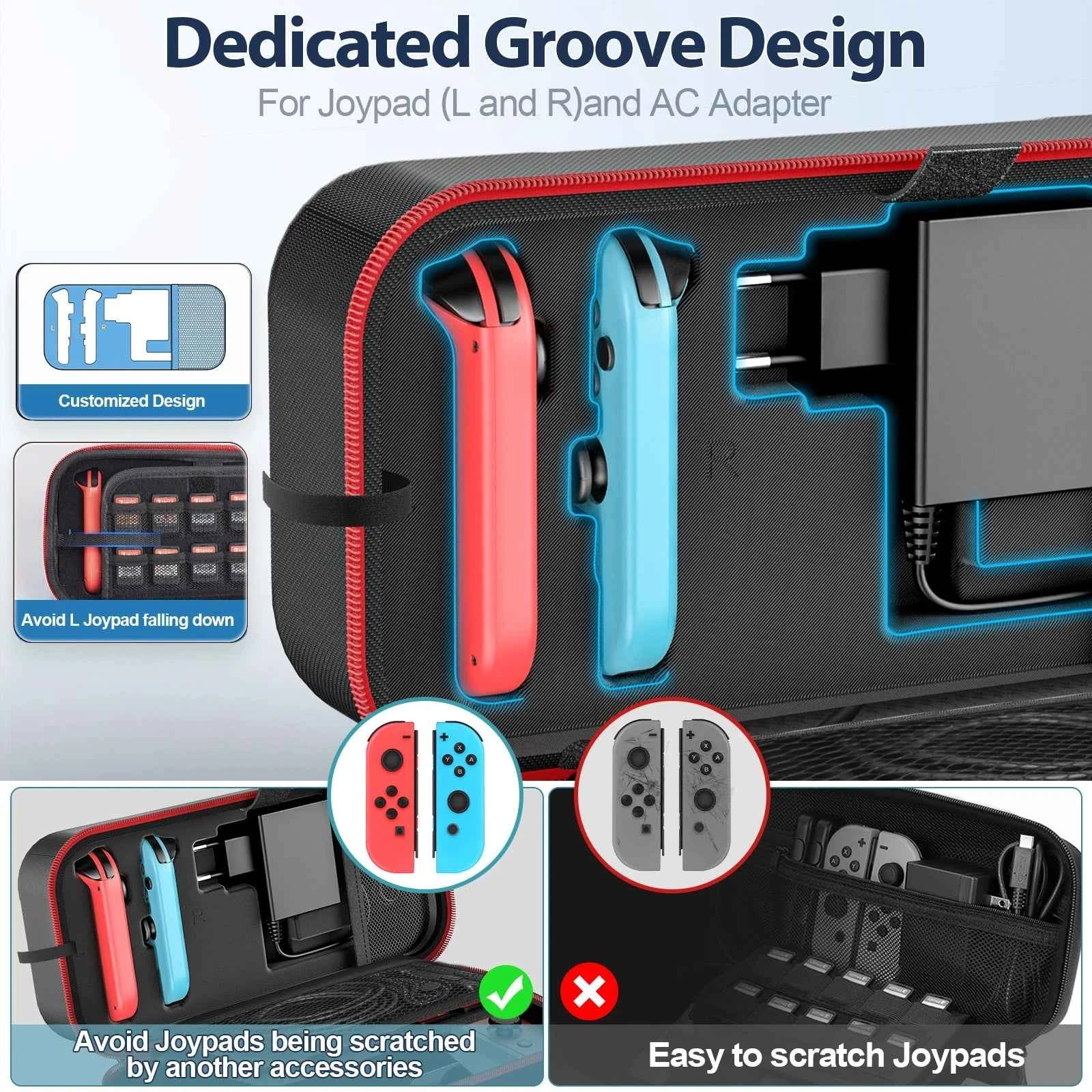 OIVO Switch Case Large Storage Bag for Nintendo Switch & OLED, Waterproof Travel Carrying Case, Anti-Scratch Protective Organizer
#Color=Red with EU Plug,Rosso con Spina EU