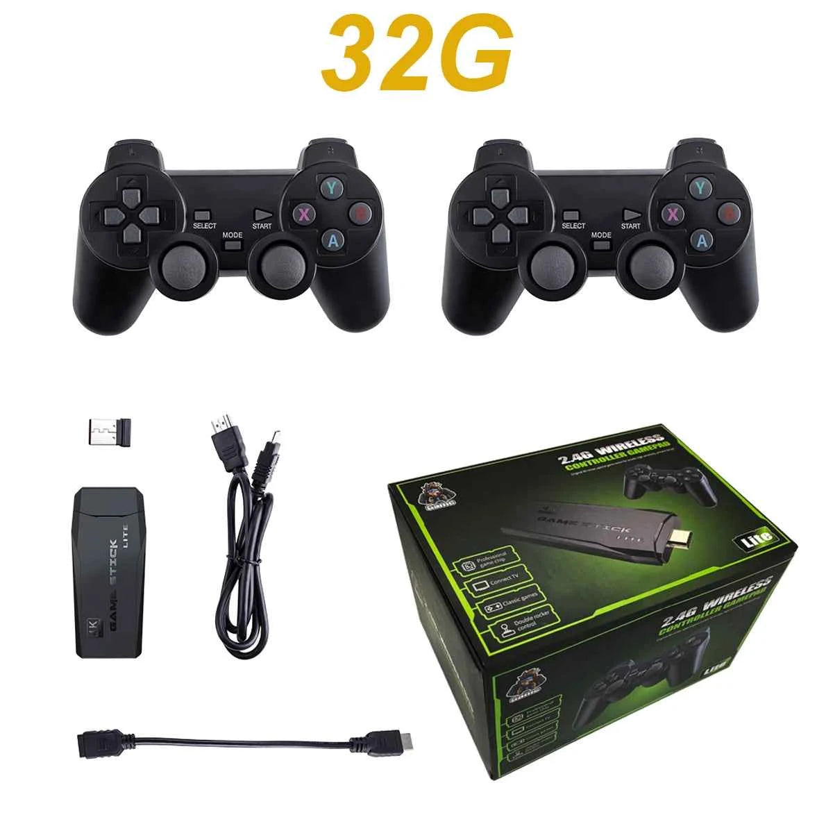 Retro Game Stick – 2.4G Wireless Console, 4K Output, 20,000+ Games, 64GB, Plug & Play Emulator for GBA/FC/PS1/MD/Dendy
#Color=3500 Games 32G,3500 Giochi 32G