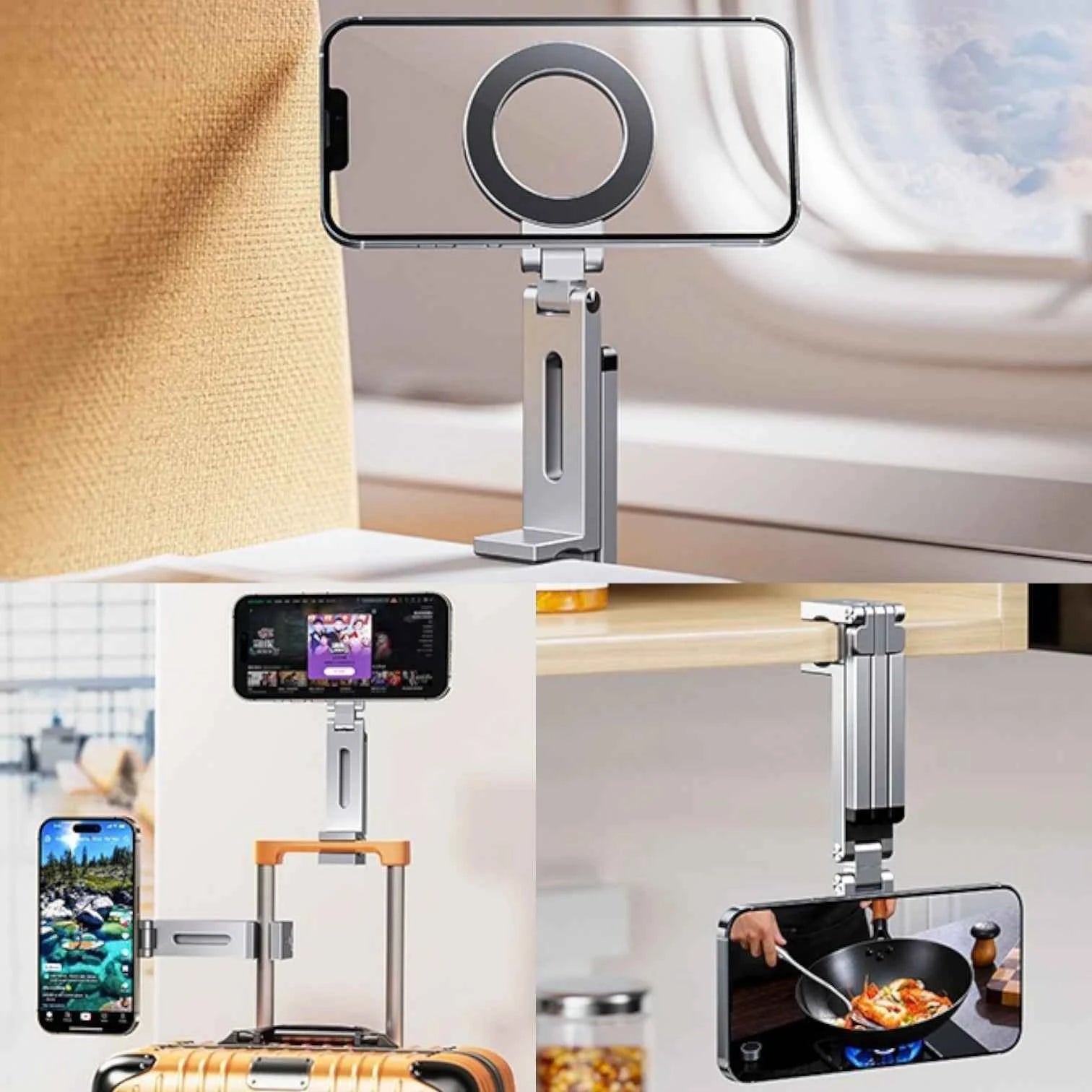 Magnetic Tripod Stand 360° Rotating Foldable Pocket Mount Compatible with iPhone and MagSafe Phones