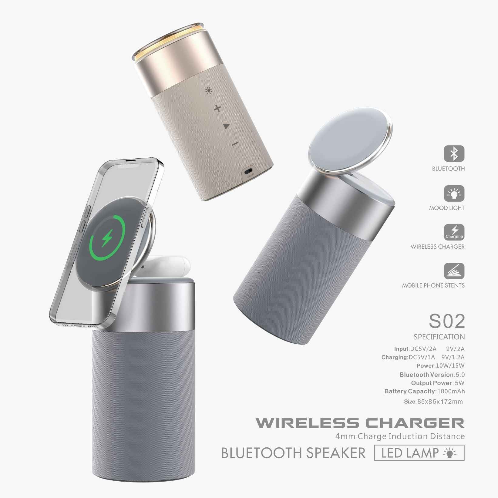 Smart Charging Hub 3-in-1 Wireless Charger, Bluetooth Speaker & Touch Lamp for iPhone, AirPods, and Magnetic Case-Compatible Devices