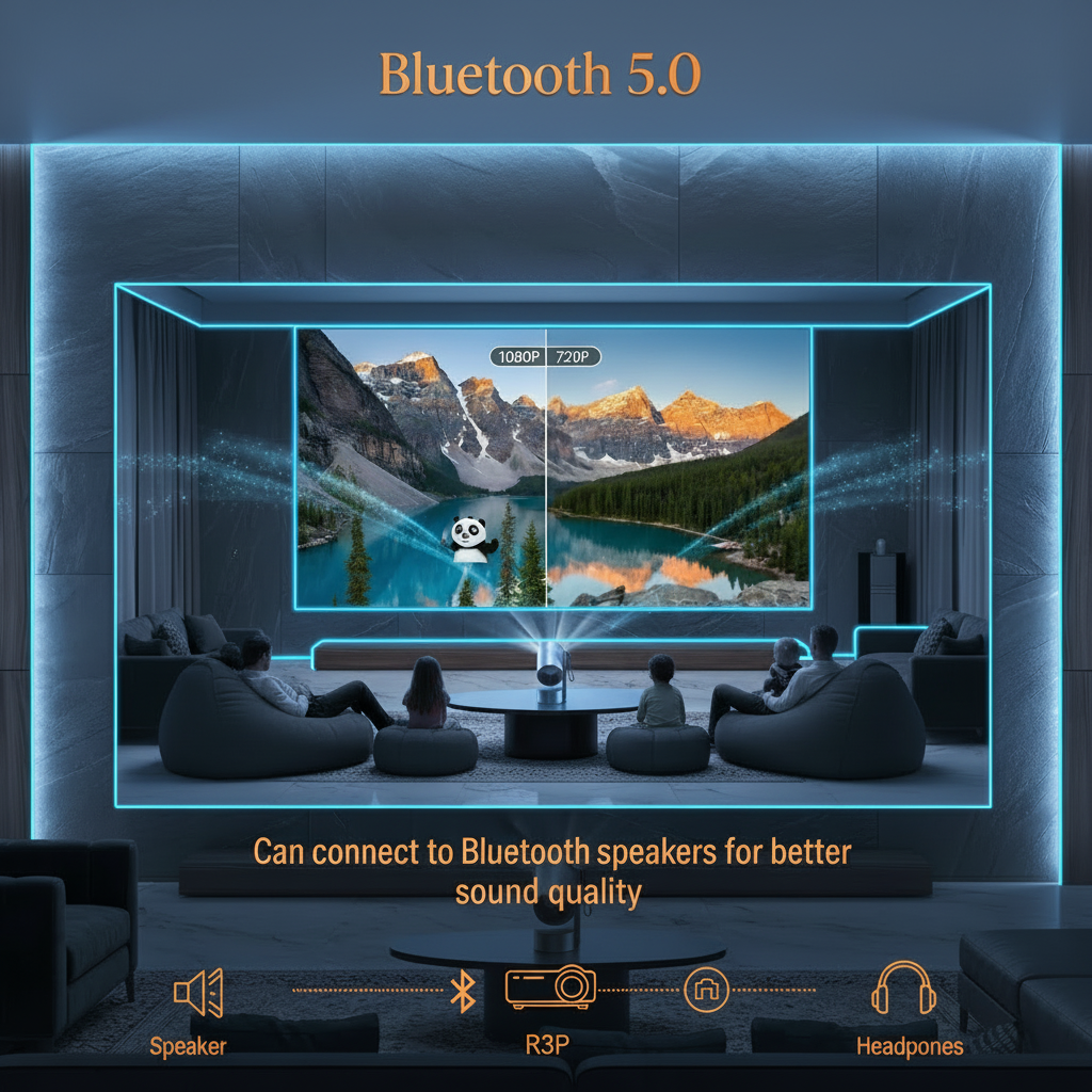 Bluetooth 5.0 con tema neon blu e arancio
