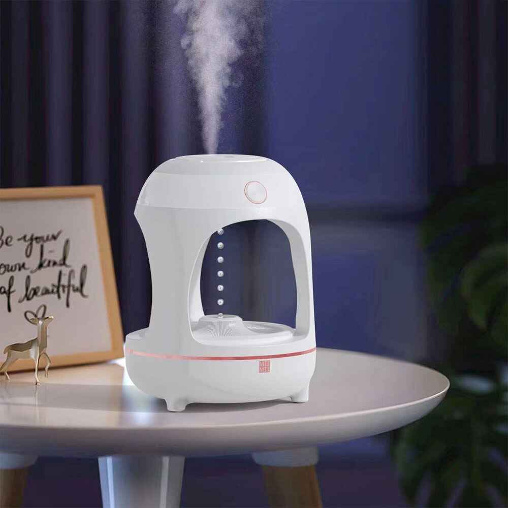 Levitating Humidifier Anti-Gravity Water Drops Fountain with LED Light & Air Purifier Effect