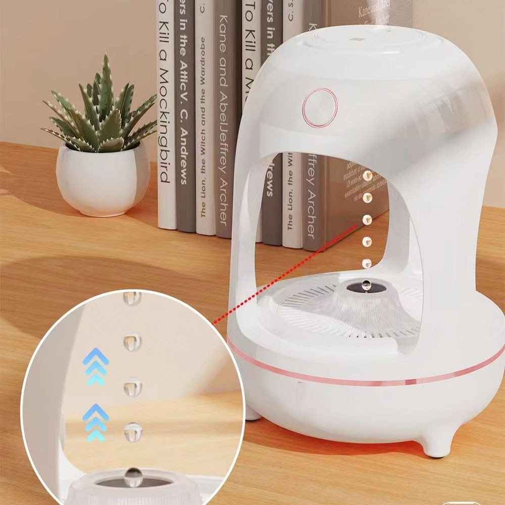 Levitating Humidifier Anti-Gravity Water Drops Fountain with LED Light & Air Purifier Effect