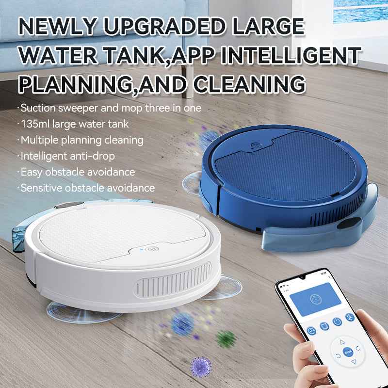 Smart Cleaning Robot Large Water Tank, Remote App Control, Planned Cleaning Path, Quiet Operation, 2000Pa Powerful Suction