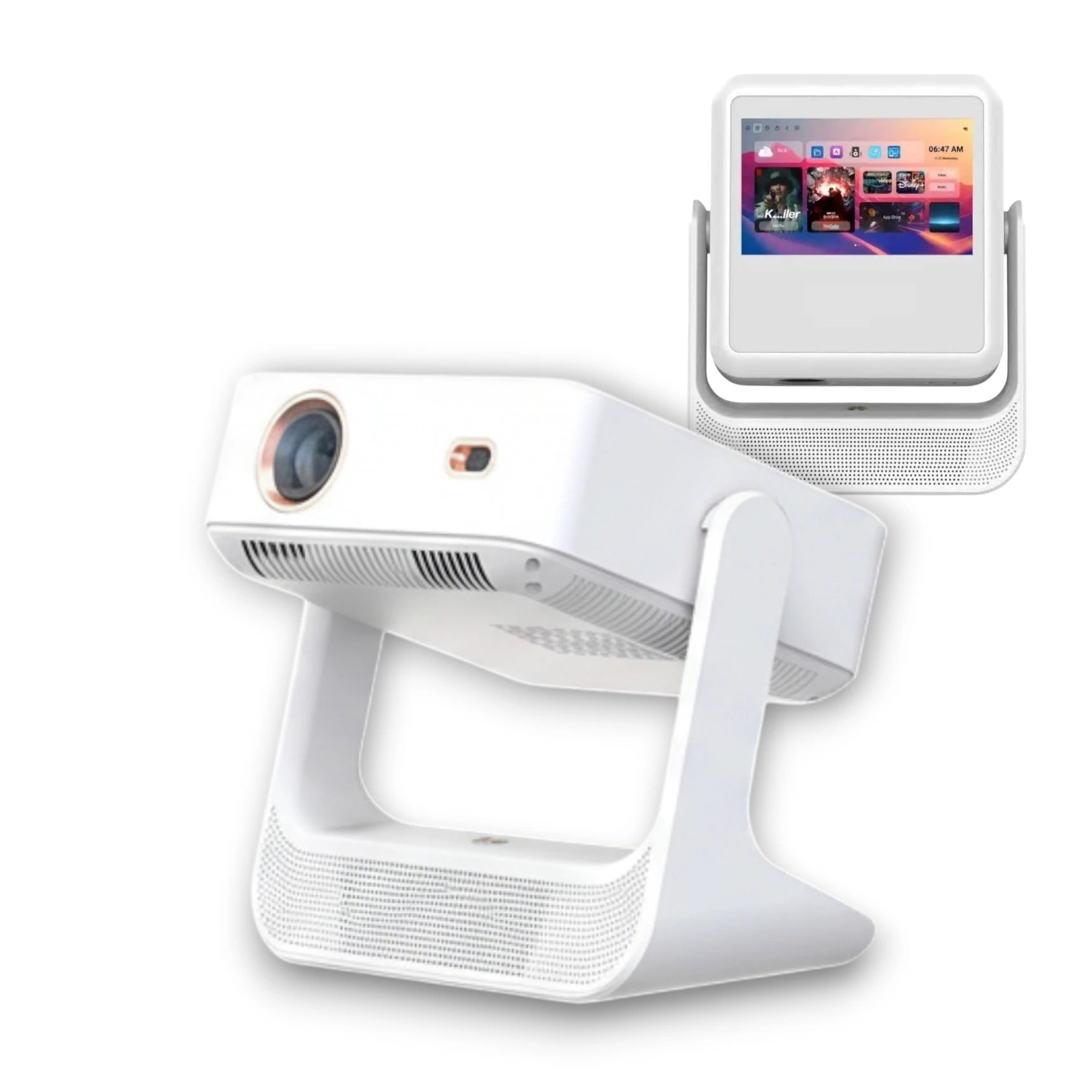 DuoCast 4K Hybrid Projector with Touchscreen Tablet #Color=White,Bianco