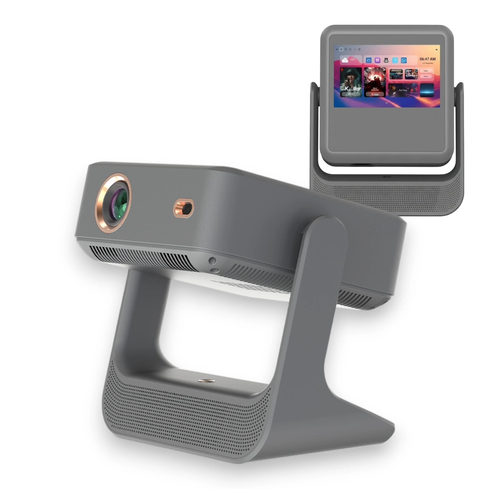 DuoCast 4K Hybrid Projector with Touchscreen Tablet #Color=Grey,Grigio