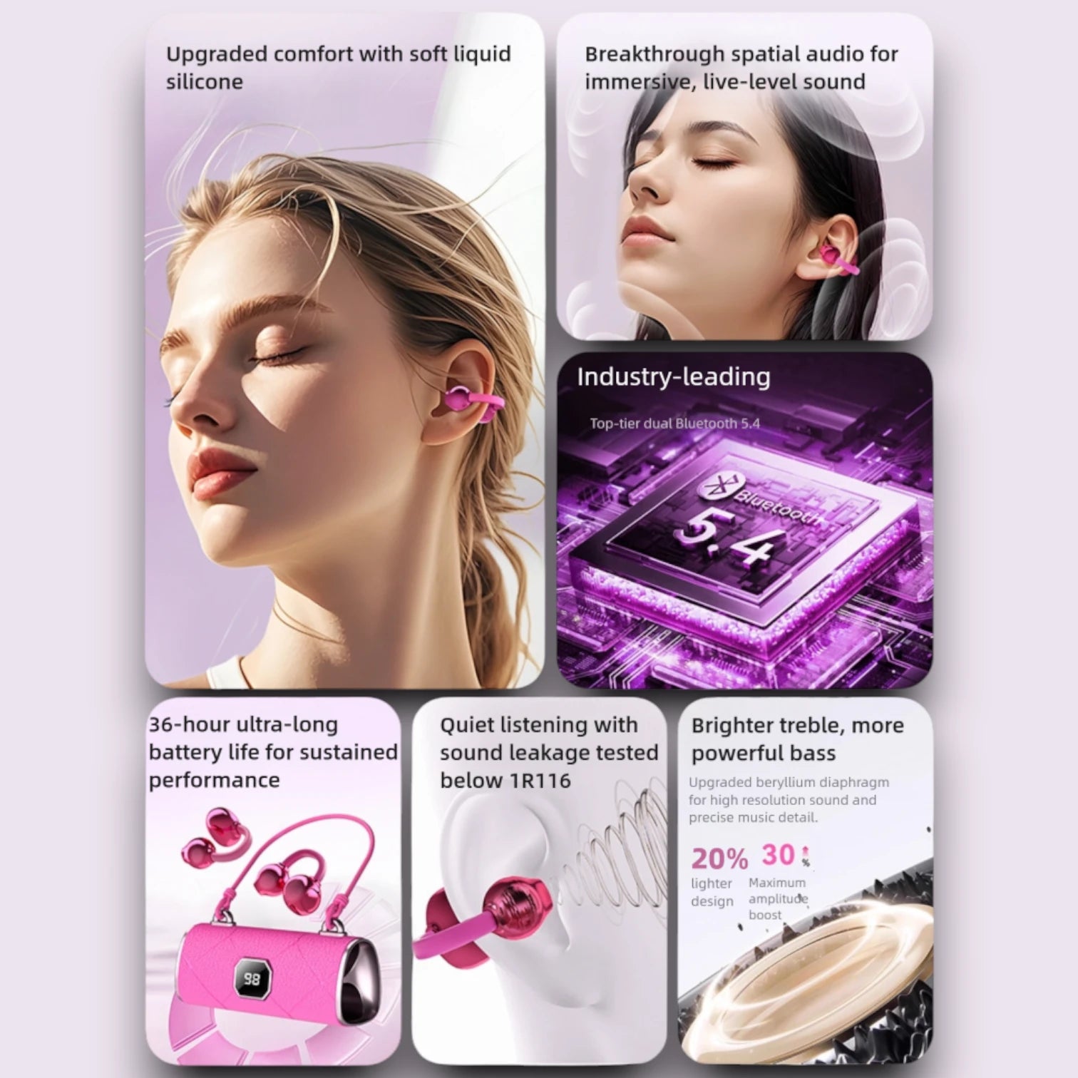 X22 Clip-On Wireless Headphones | Open-Ear Bluetooth Stereo Noise Reduction