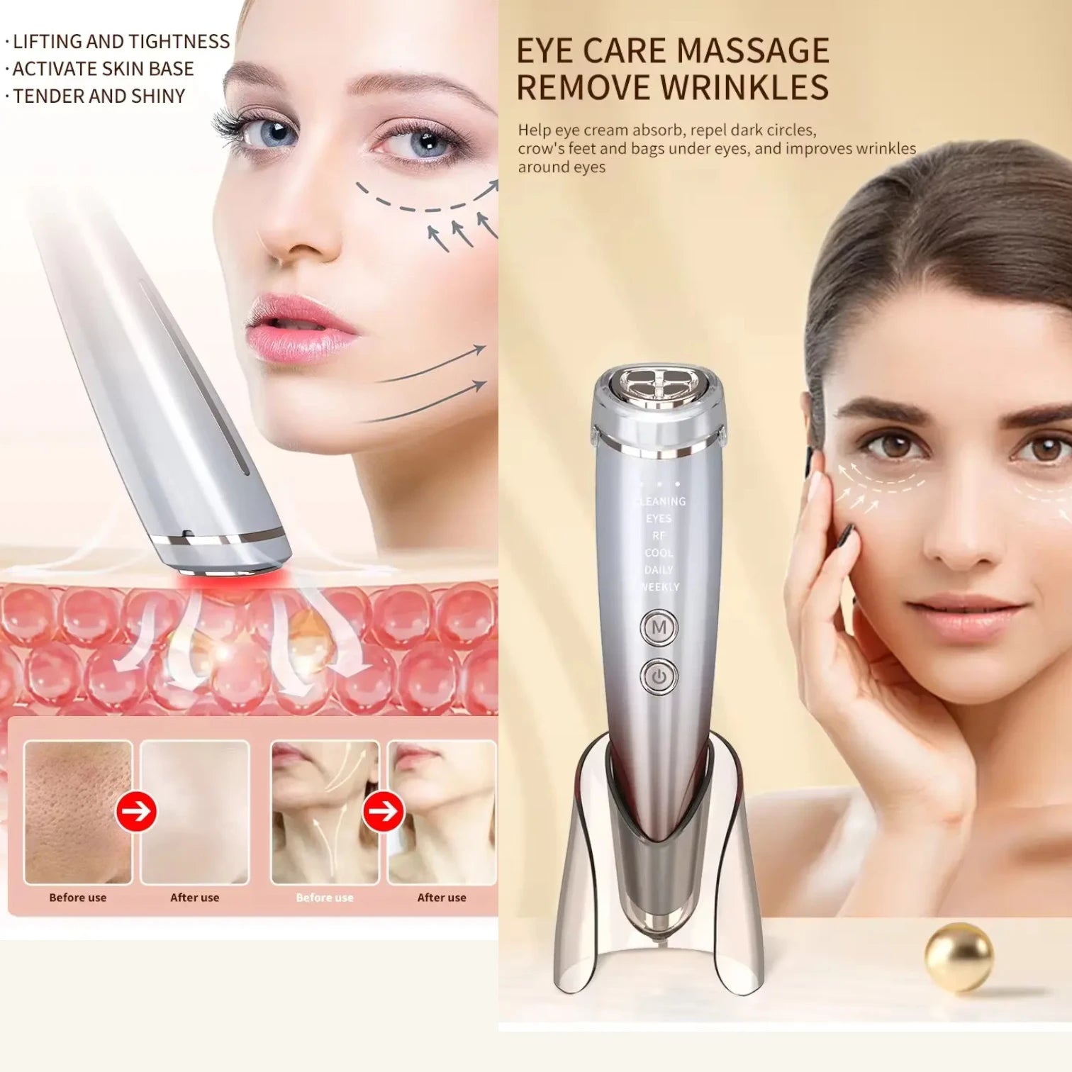Face & Neck Massager | RF EMS Photon Lifting and Skin Tightening Facial Massager, Premium Quality
#Color=Silver,Argento