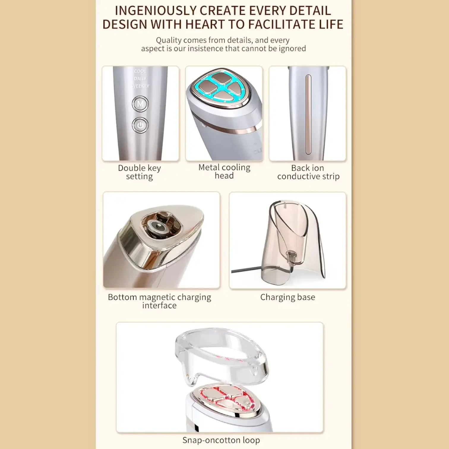 Face & Neck Massager | RF EMS Photon Lifting and Skin Tightening Facial Massager, Premium Quality