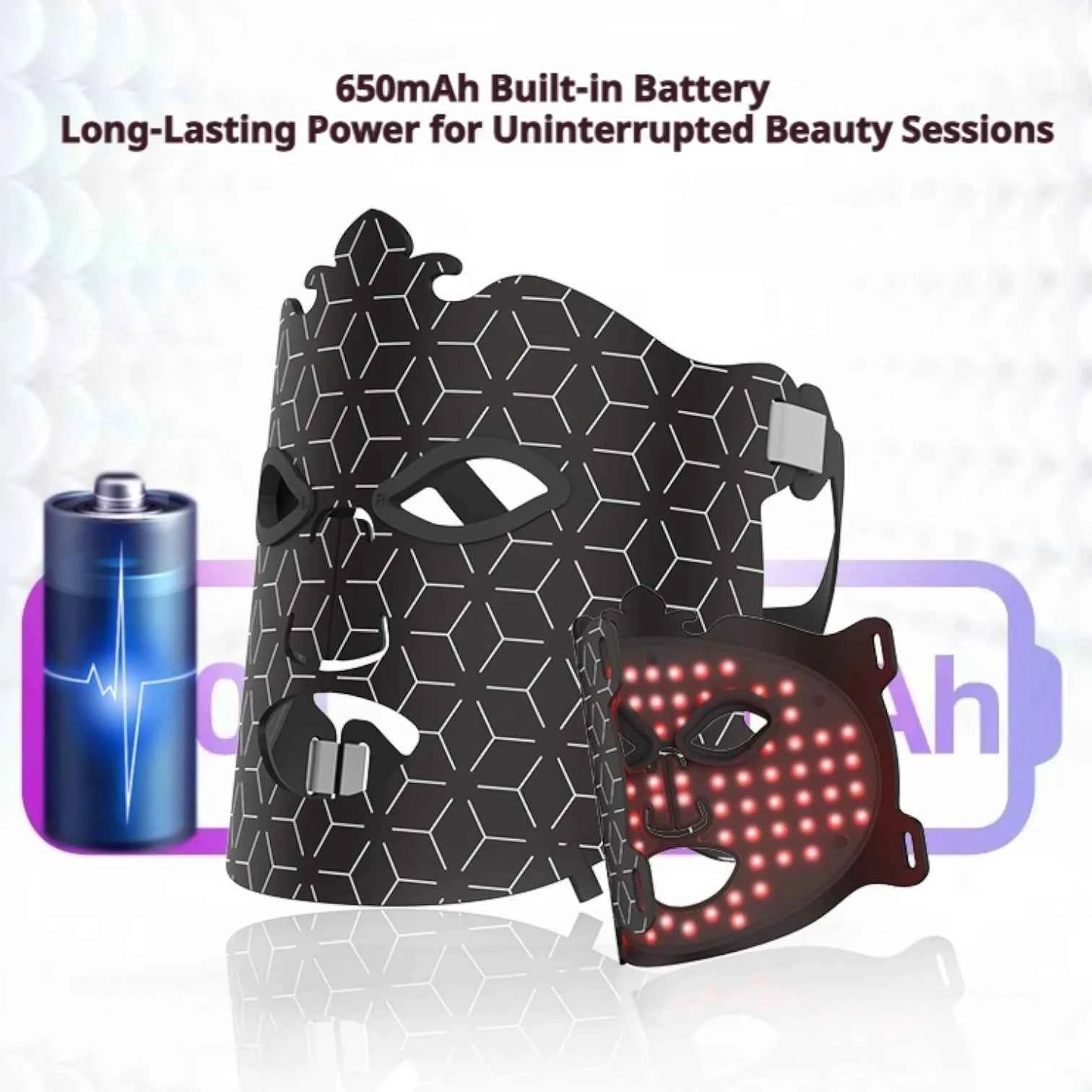 LED Facial Mask 7 Color Light Therapy Rechargeable With Remote Control