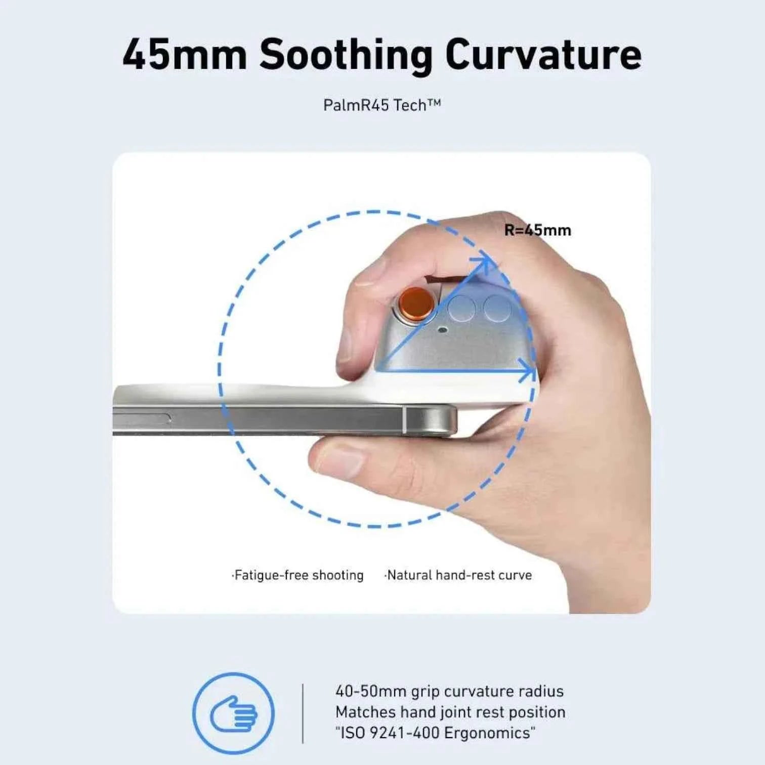 Magnetic Camera Grip White | Phone Holder & Remote Shutter Aid with MagSafe for iPhone, Google Pixel, Android Devices.