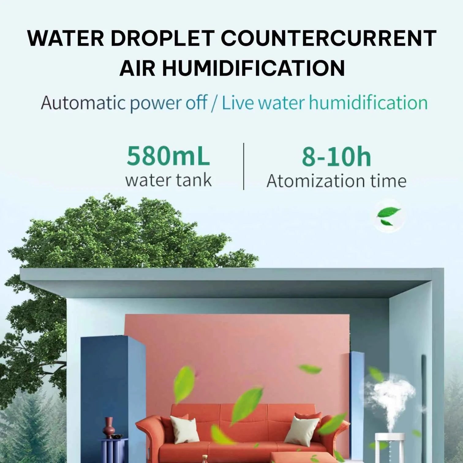 Anti-Gravity Humidifier | Water Drop Backflow Effect Colorful LED Remote Control