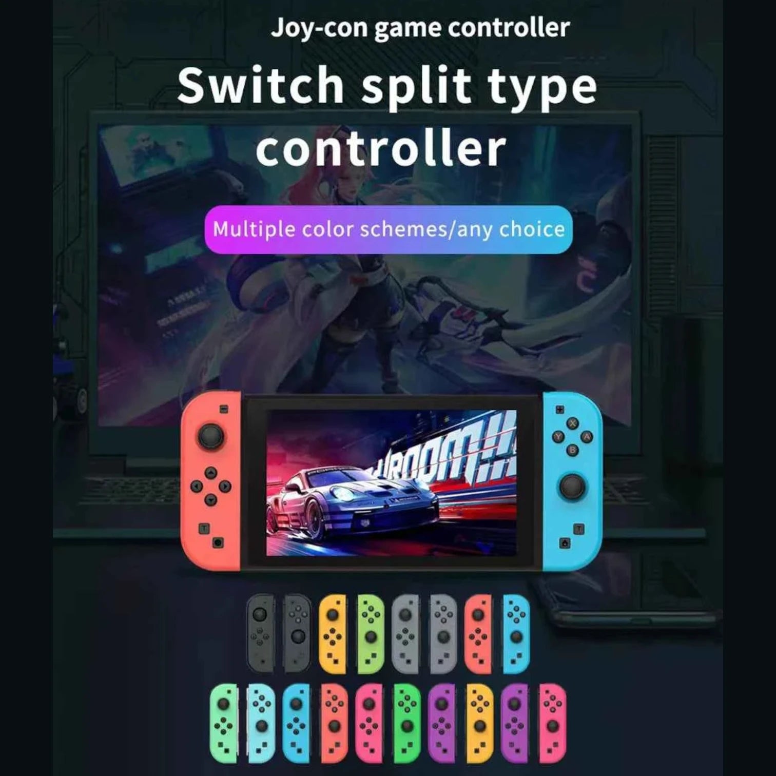 NS Joycons Controller Bluetooth Wireless Gamepad for Switch, Vibration, Turbo, Wake-Up, Gaming Handle & Joystick Control