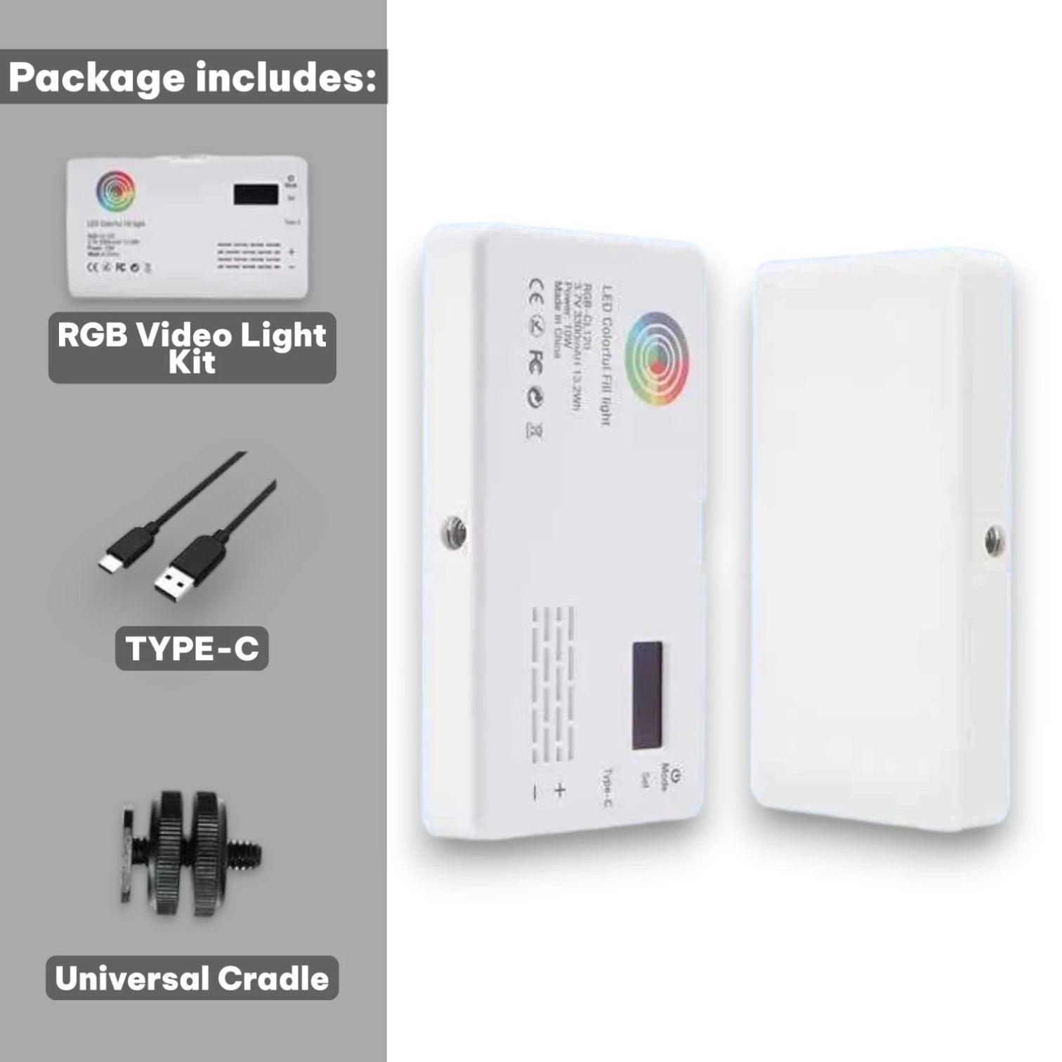 RGB Pocket Light | Rechargeable LED Photography Lamp for Camera & Phone #Color=White,Bianco