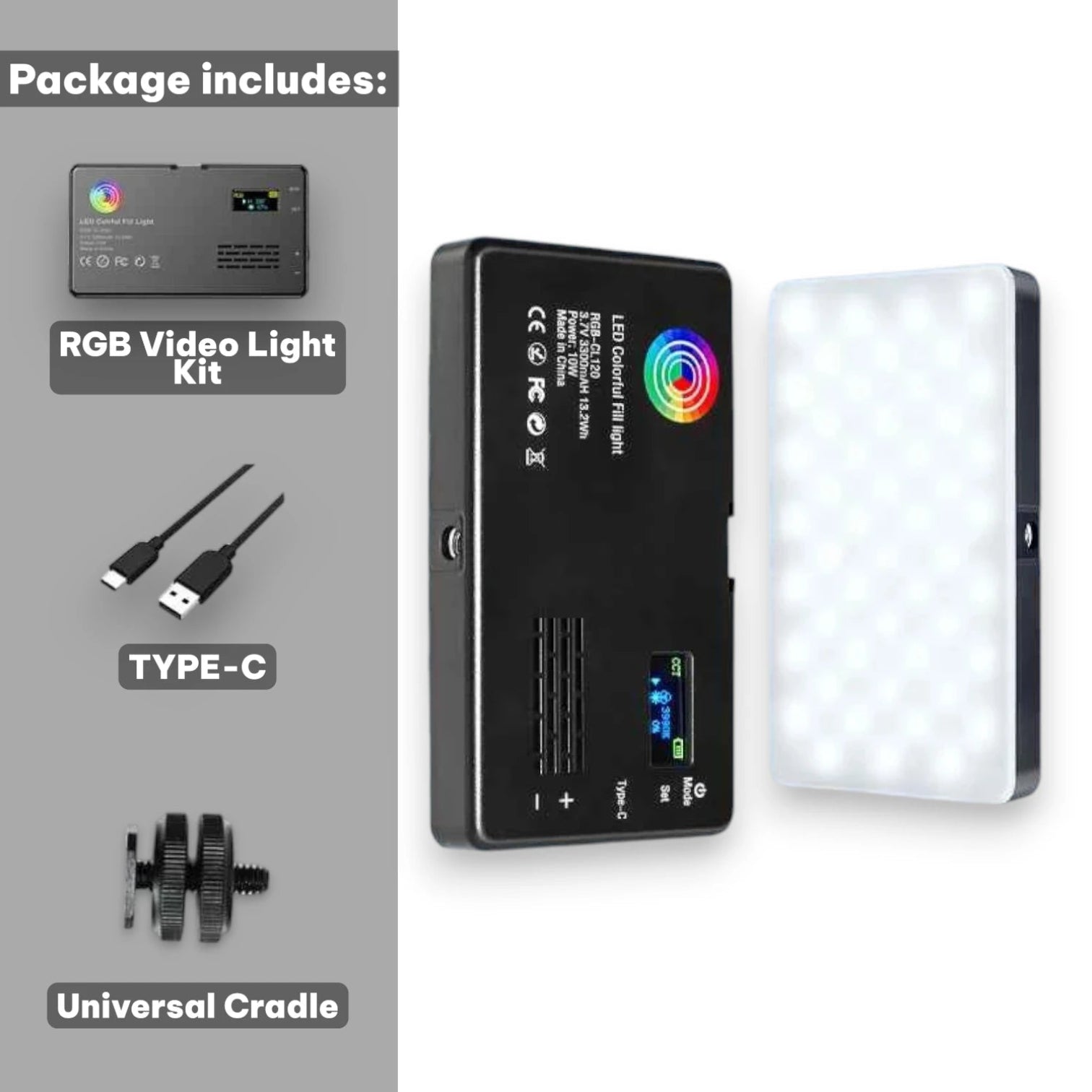 RGB Pocket Light | Rechargeable LED Photography Lamp for Camera & Phone #Color=Black,Nero