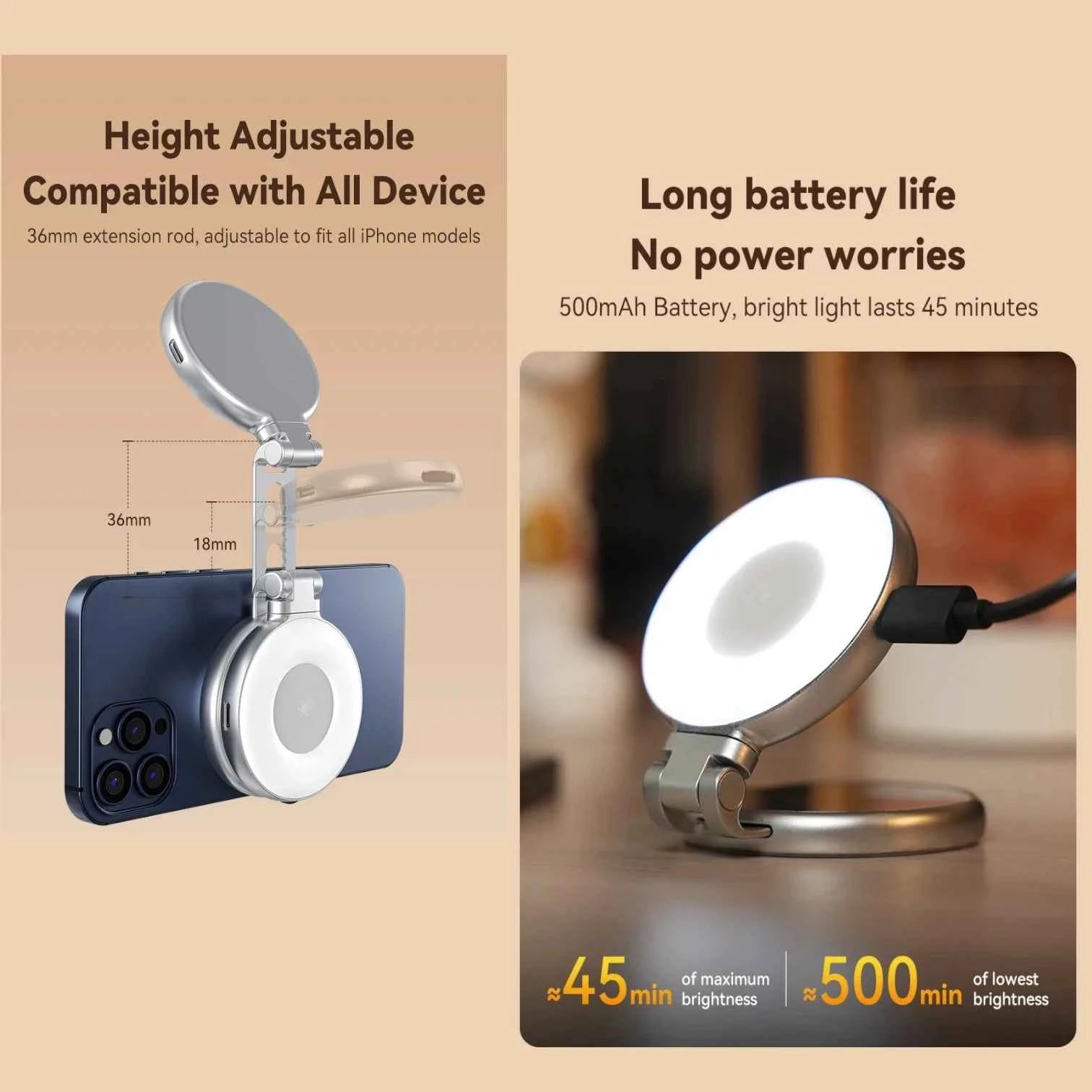 Magnetic Camera Grip White | Phone Holder & Remote Shutter Aid with MagSafe for iPhone, Google Pixel, Android Devices.