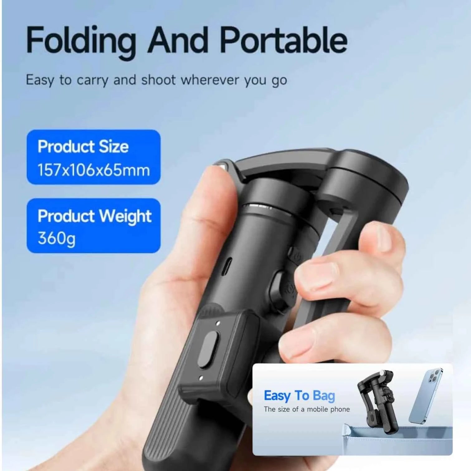 TOKQI M02 Handheld Gimbal Stabilizer with 3-Axis Anti-Shake, Remote & Tripod