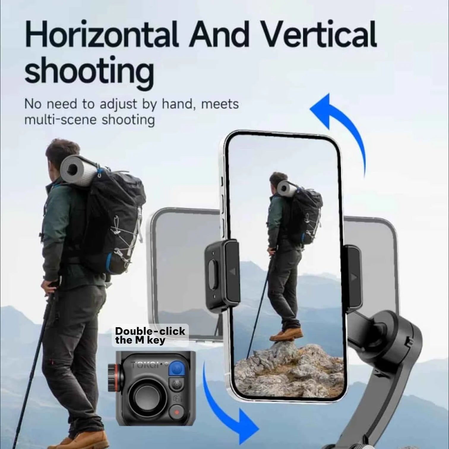 TOKQI M02 Handheld Gimbal Stabilizer with 3-Axis Anti-Shake, Remote & Tripod