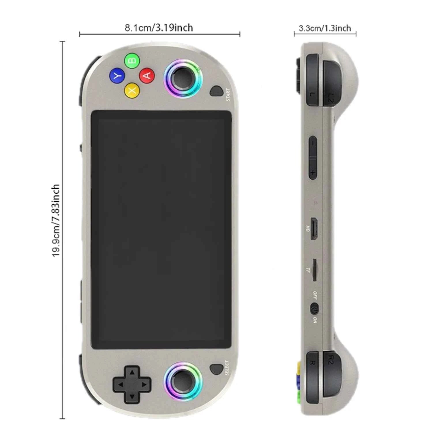 M22 Pro Retro Handheld Console Grey, 5-inch 1080P IPS Display, EmuELEC, 30K Games, Dual Controller Output