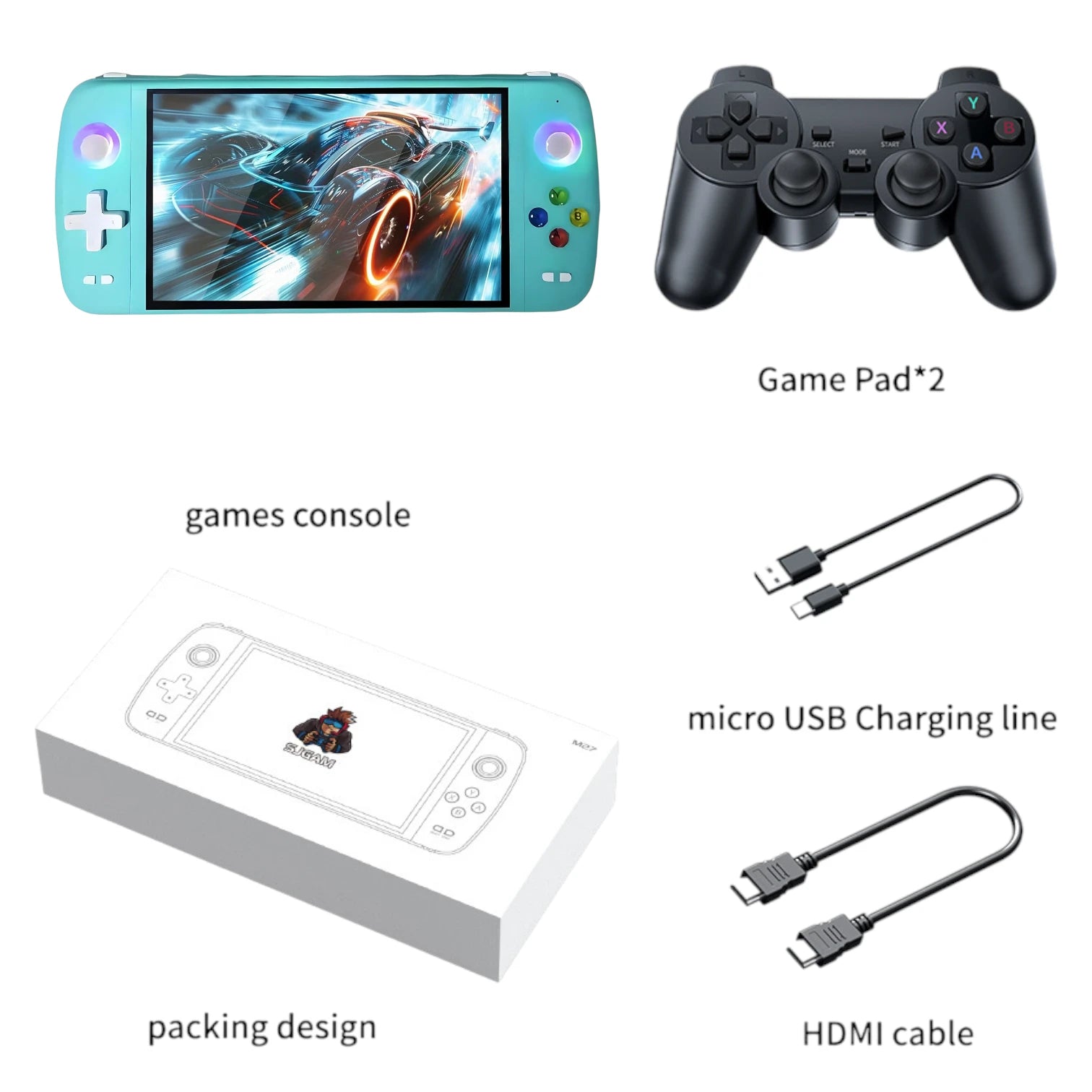 M27 Handheld Console | 7 Inch IPS 128GB 20000+ Games Wireless Support
#Color=Green,Verde