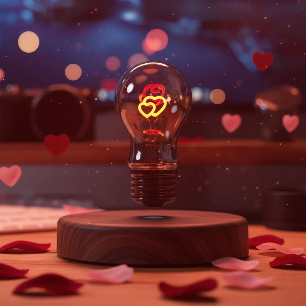 Magnetic levitating LED bulb Valentine's Day
