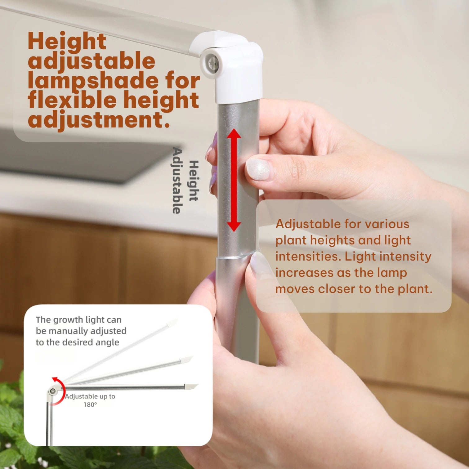 Smart Hydroponic Garden Full Spectrum LED Grow Light Adjustable Height Indoor Planter