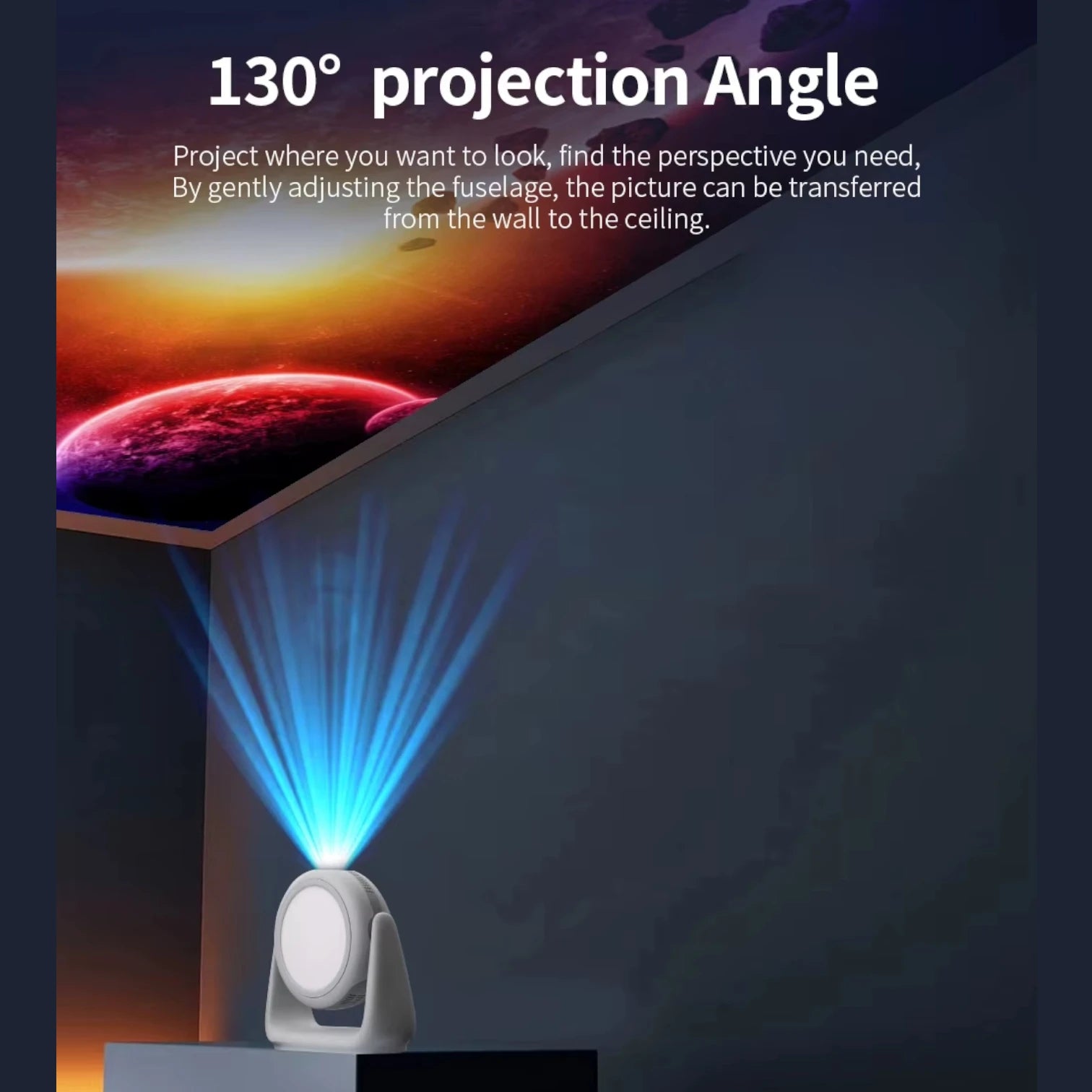 Rotating Projector Mini Smart Android 11 Home Cinema, 230 ANSI Lumens, 1080P Portable 4K Rechargeable Projector