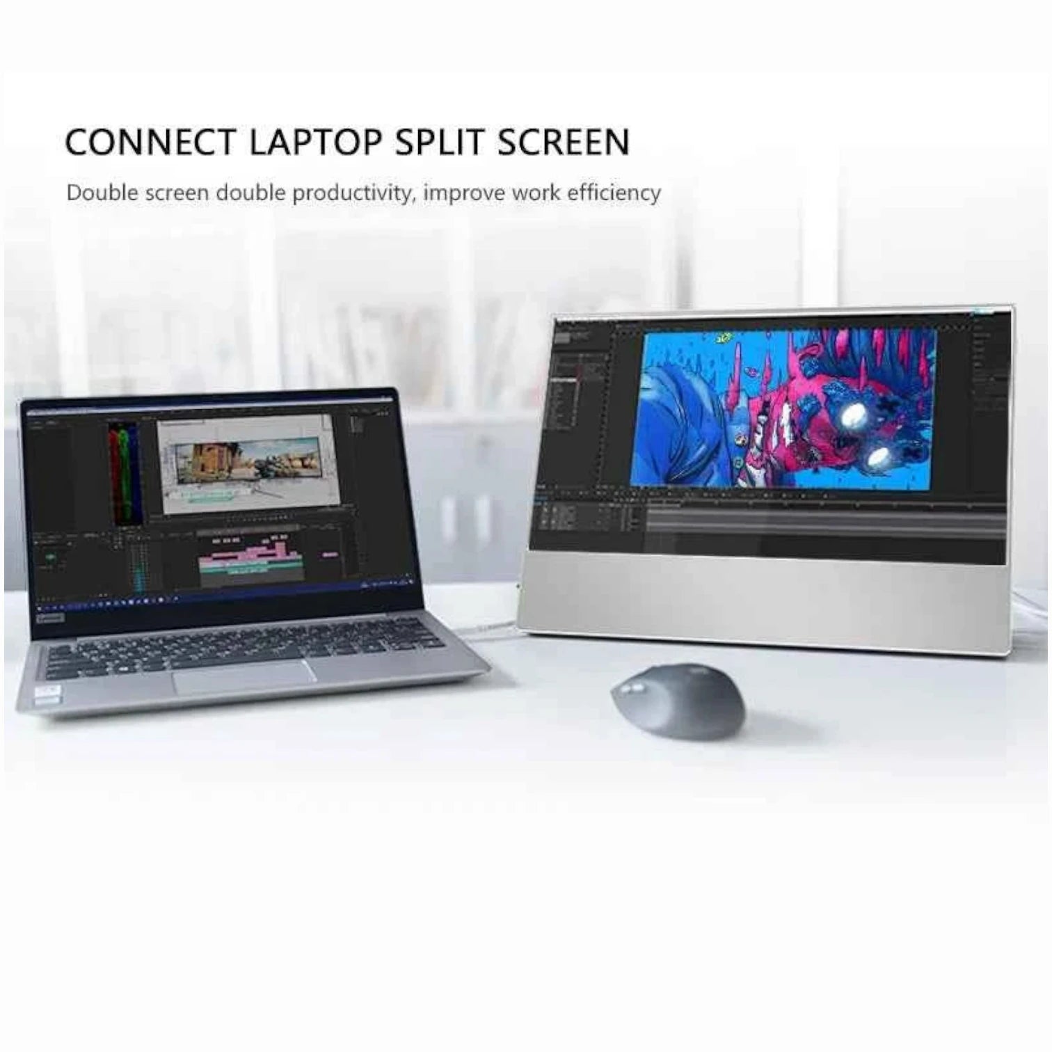 SIBOLAN 16" Portable Monitor, 1080P FHD On-Cell Touch, Ultra-Thin Mini HD