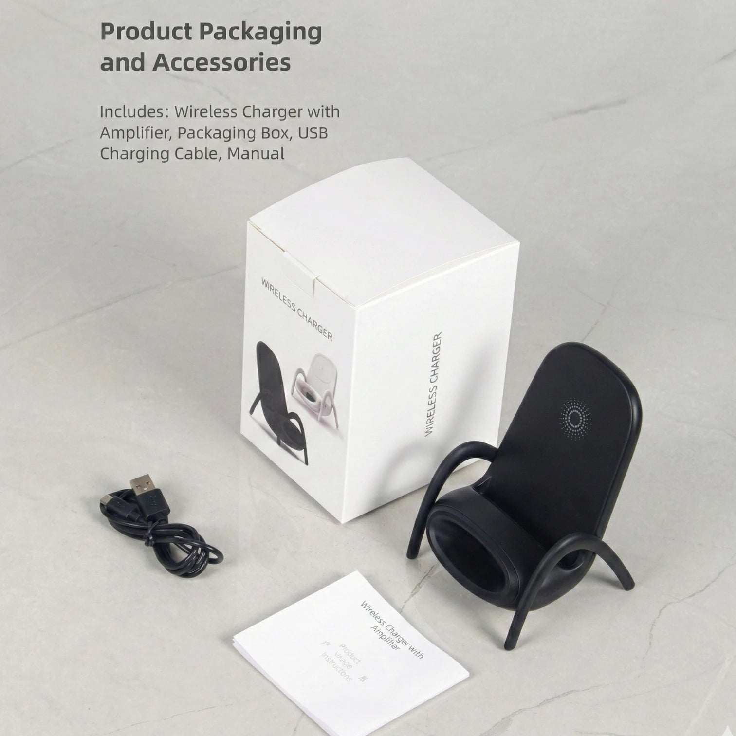 Chair Wireless Charger 15W Fast Charging Desktop Stand 2 in 1 Phone Holder