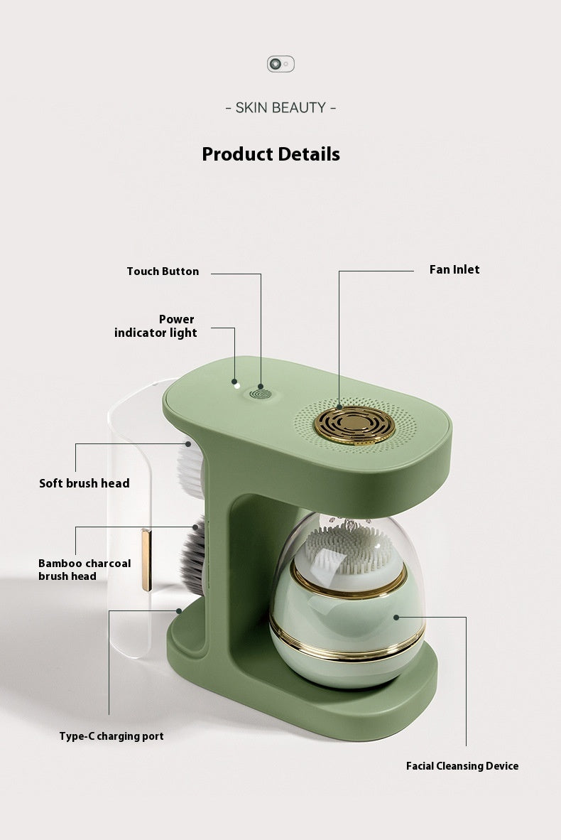 Facial Cleansing Brush with Soft Head, Silicone and Bamboo Charcoal - Electric Deep Facial Cleansing Device