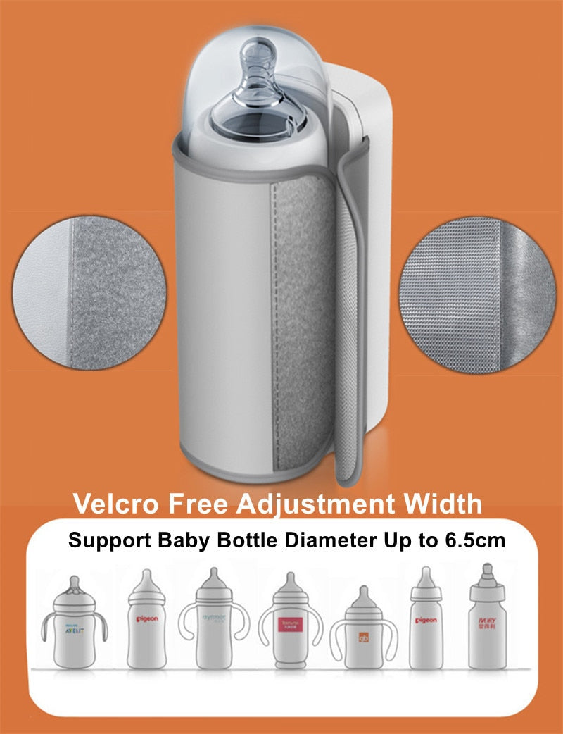 Portable Bottle Warmer USB-Charging Heater for Constant Temperature and Universal Baby Bottle Compatibility
