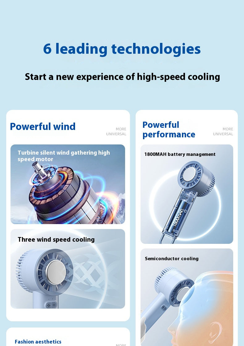 Mini Turbo Fan Portable Ice-Cooling Blower with Brushless Motor and High-Speed Jet Duct