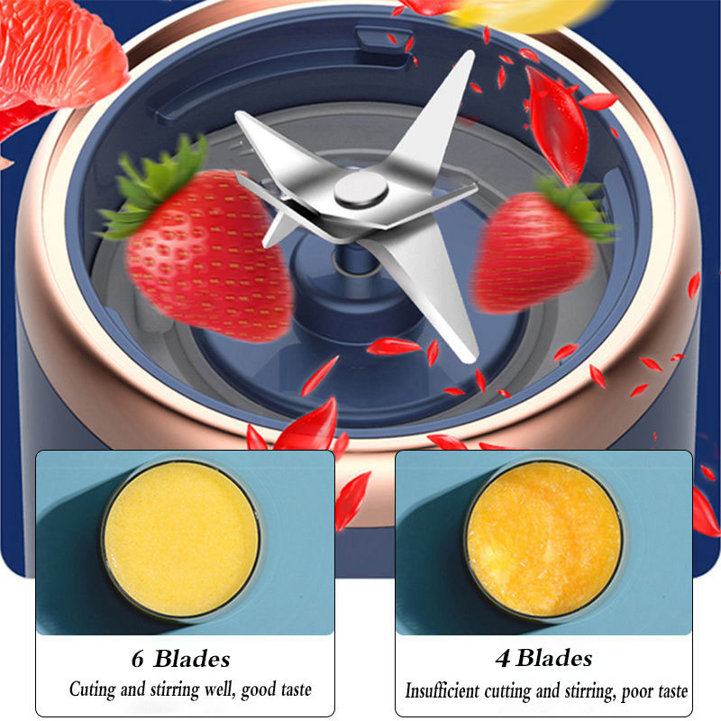 Portable Blender Pro 6 Blade Mini Juicer Cup, USB Rechargeable