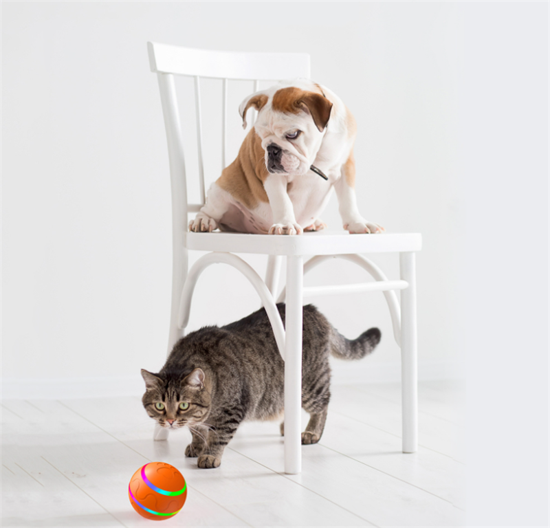 Interactive Pet Ball USB Rechargeable Smart Toy with Self-Rotation for Cats and Dogs, Automatic Movement and Motion Sensing