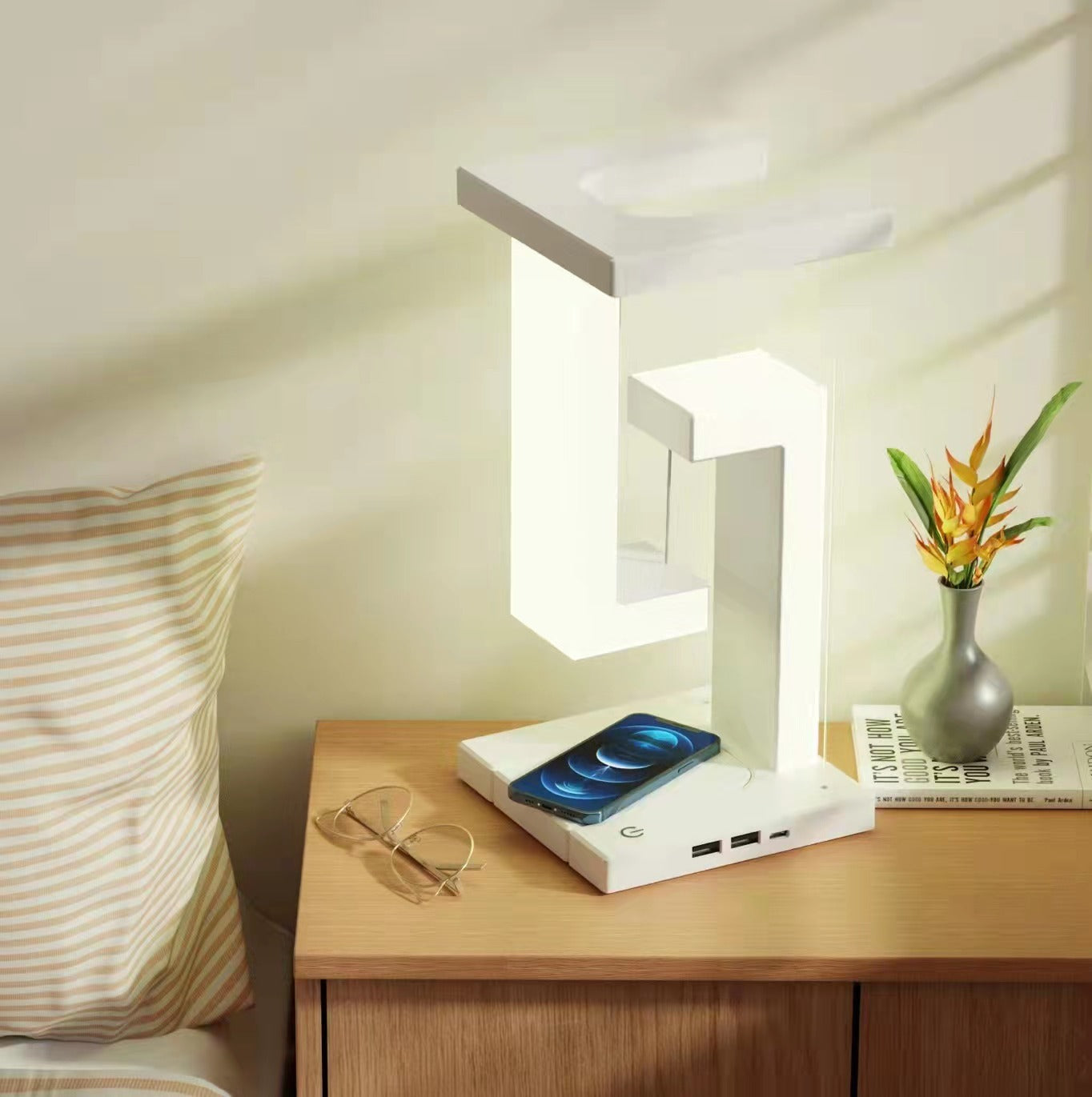 Floating Lamp – Suspension Light with Wireless Charging for Bedroom & Home Decor