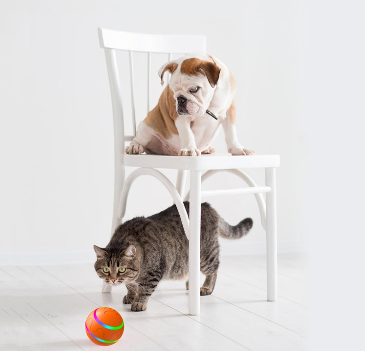 Interactive Pet Ball USB Rechargeable Smart Toy with Self-Rotation for Cats and Dogs, Automatic Movement and Motion Sensing