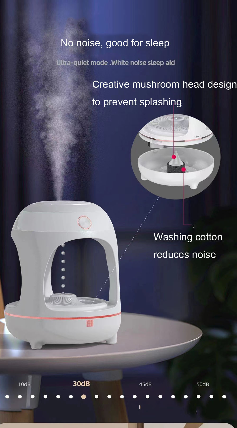 Levitating Humidifier Anti-Gravity Water Drops Fountain with LED Light & Air Purifier Effect