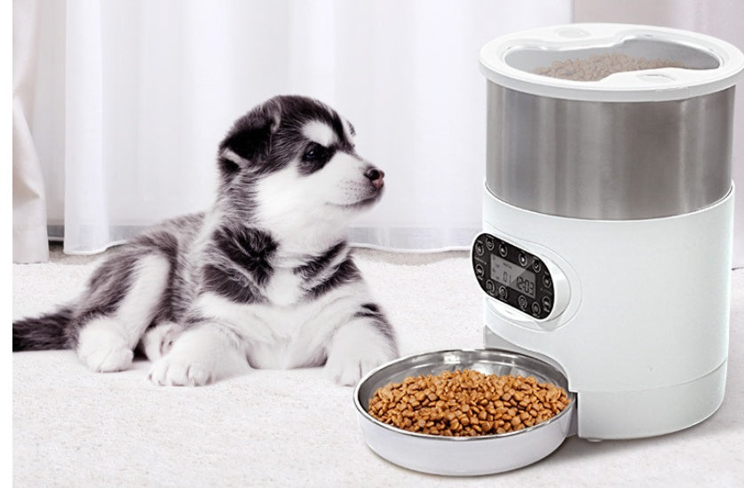 Smart Pet Feeder Automatic Food Dispenser for Cats and Dogs with App Control, Voice Recording, Timing Function, and Stainless Steel Bowl